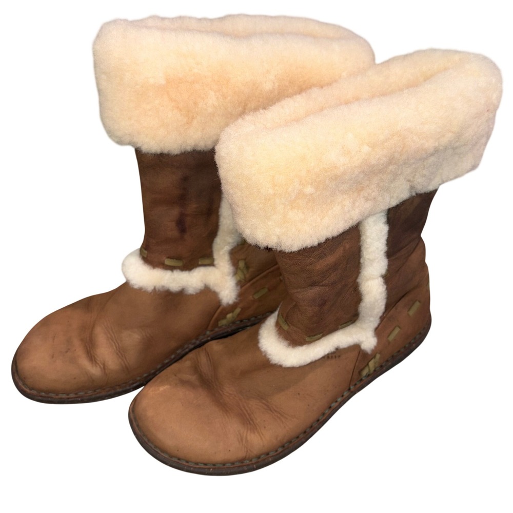 Cozy UGG Sunburst Tall Shearling Boots Women 8 Brown